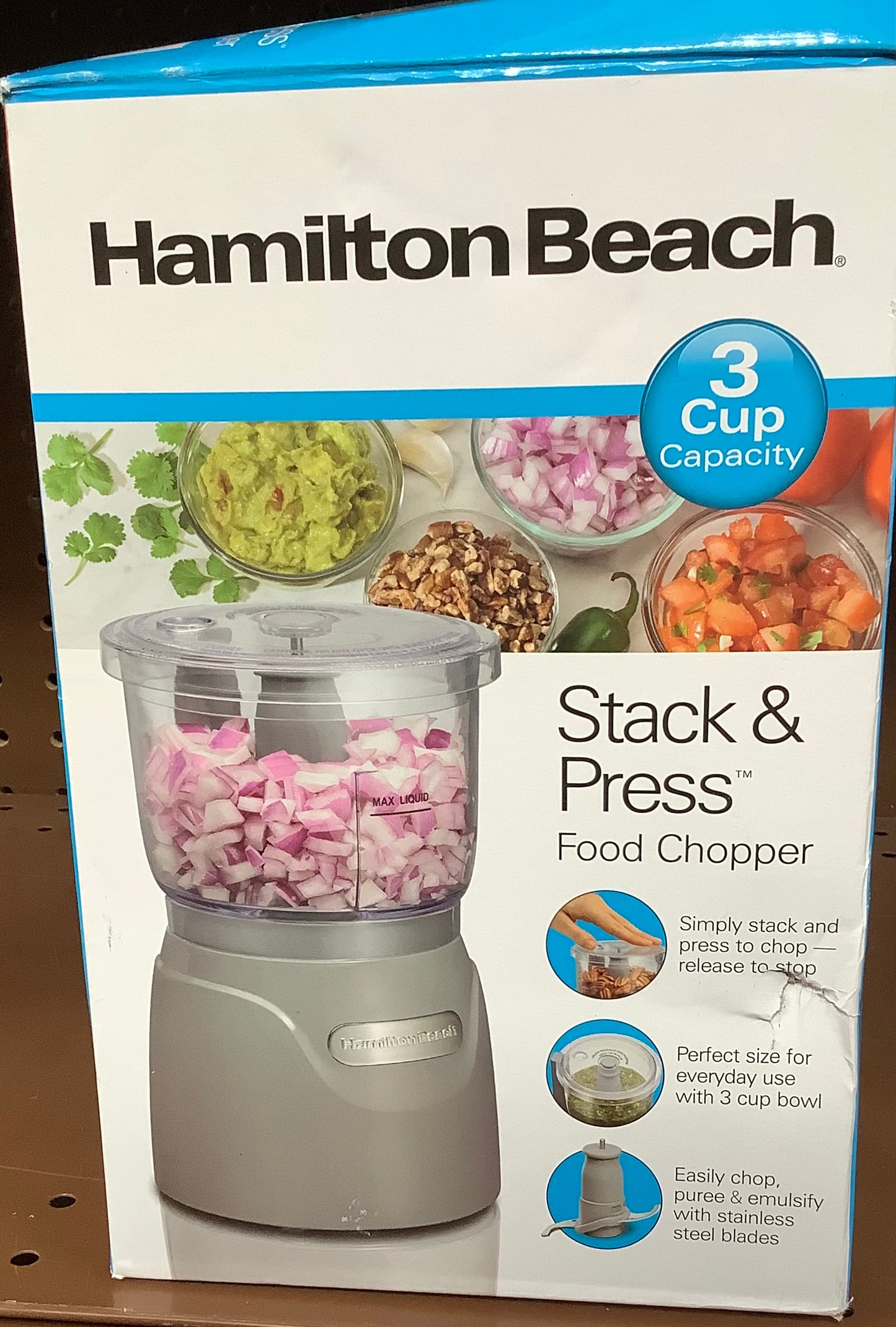 Hamilton Beach 3-Cup Stack and Press Food Chopper - Gray