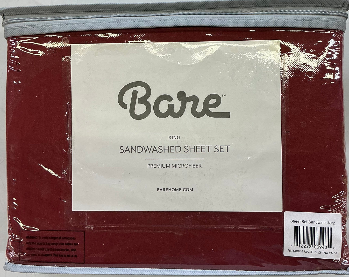 Bare Home sandwashed sheet set King 4 pieces-rosewood