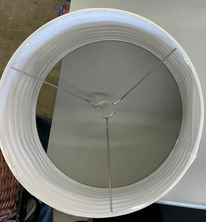 Large white drum linen lamp shade 15x10in cream linen overlay