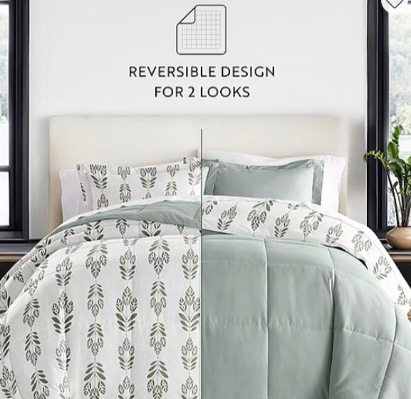 Casual Comfort Folk Leaves Midweight Down Alternative Comforter Set king/cal king