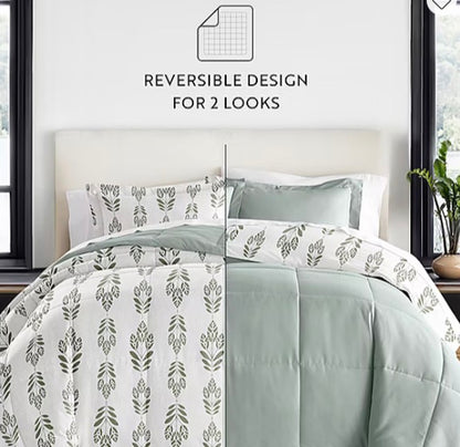 Casual Comfort Folk Leaves Midweight Down Alternative Comforter Set king/cal king