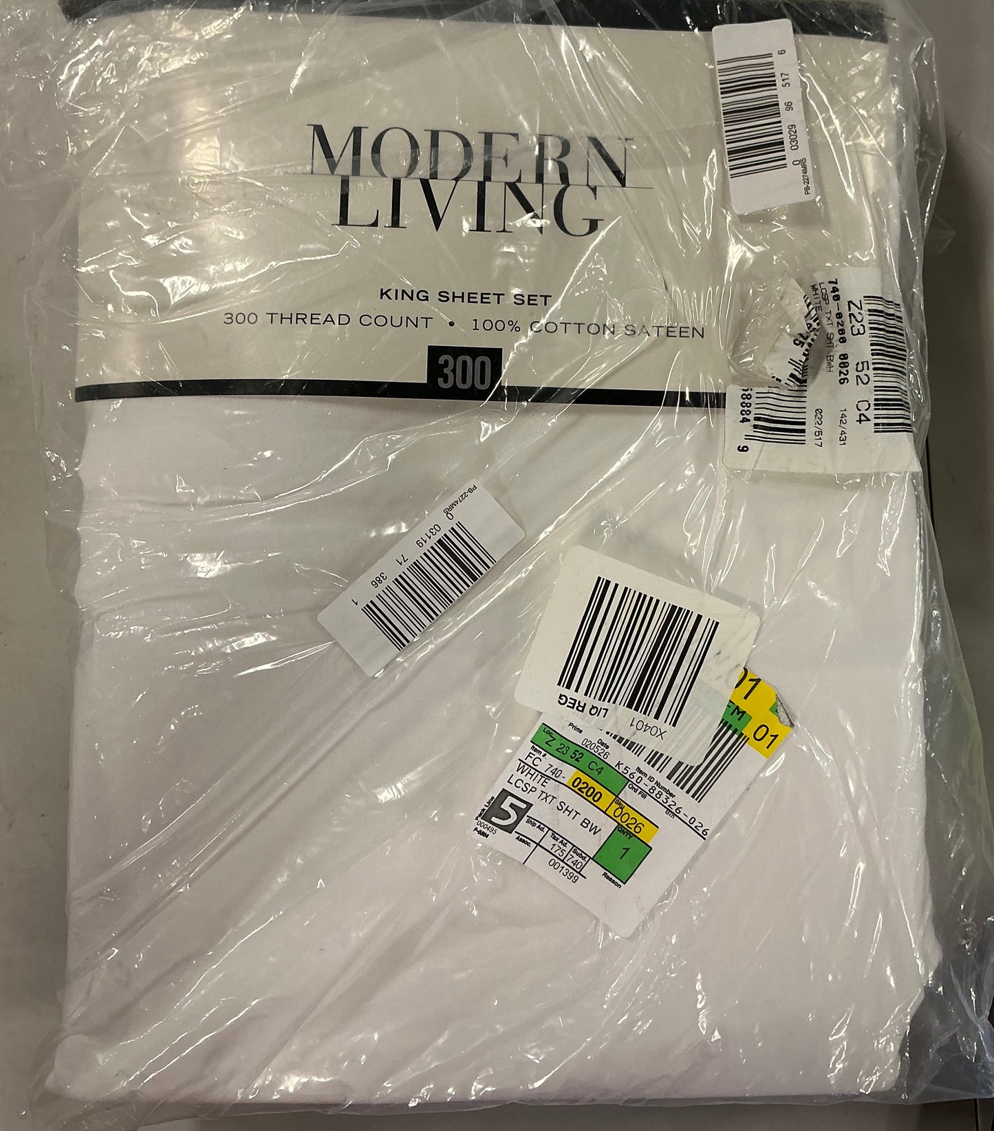 Modern Living brand white cotton sateen sheets king 4pcs