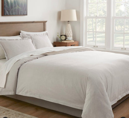 King Cotton Linen Chambray Duvet Cover & Sham Set Light Gray