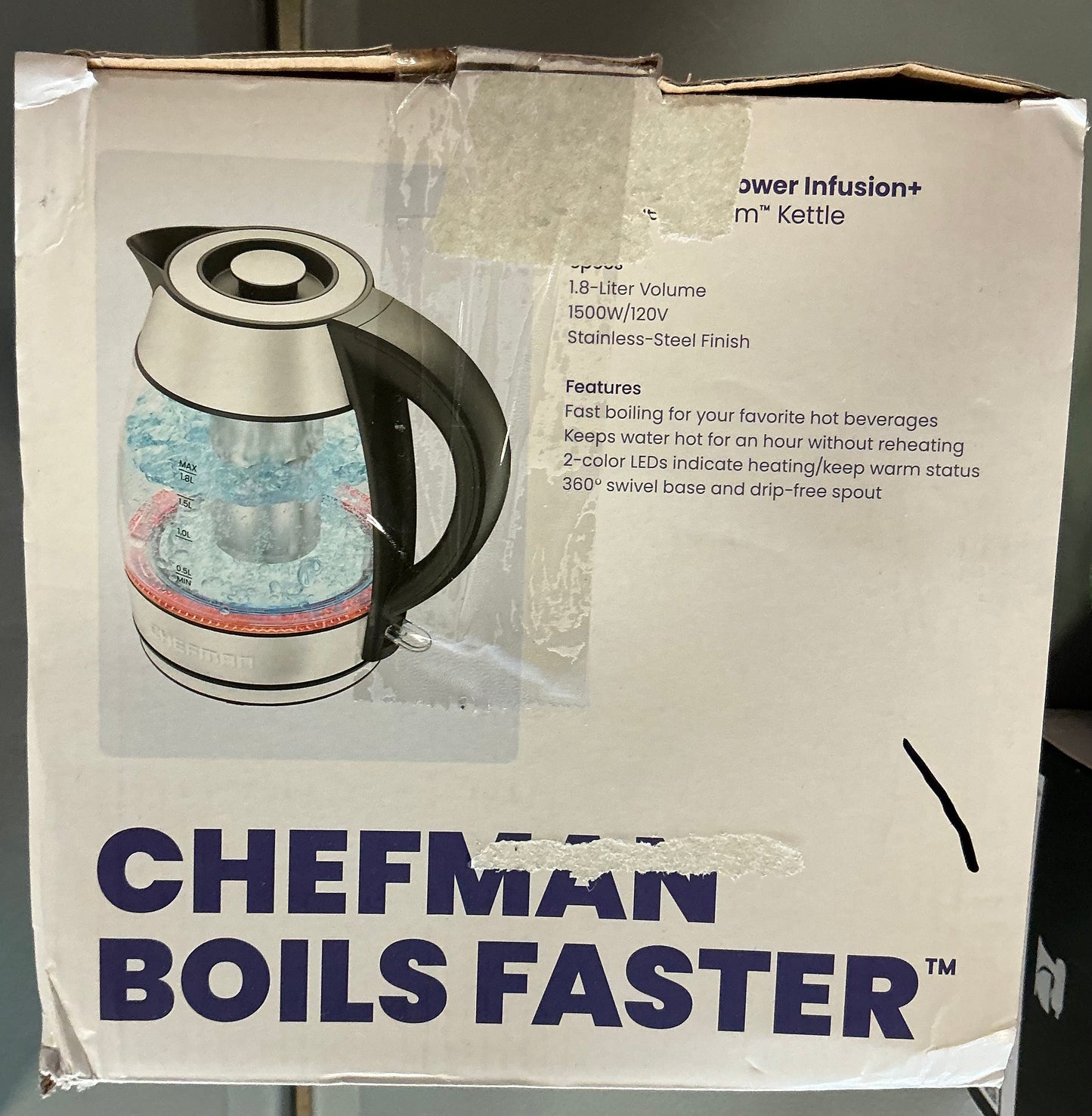 Chefman Stainless Steel Electric Kettle - Open Box