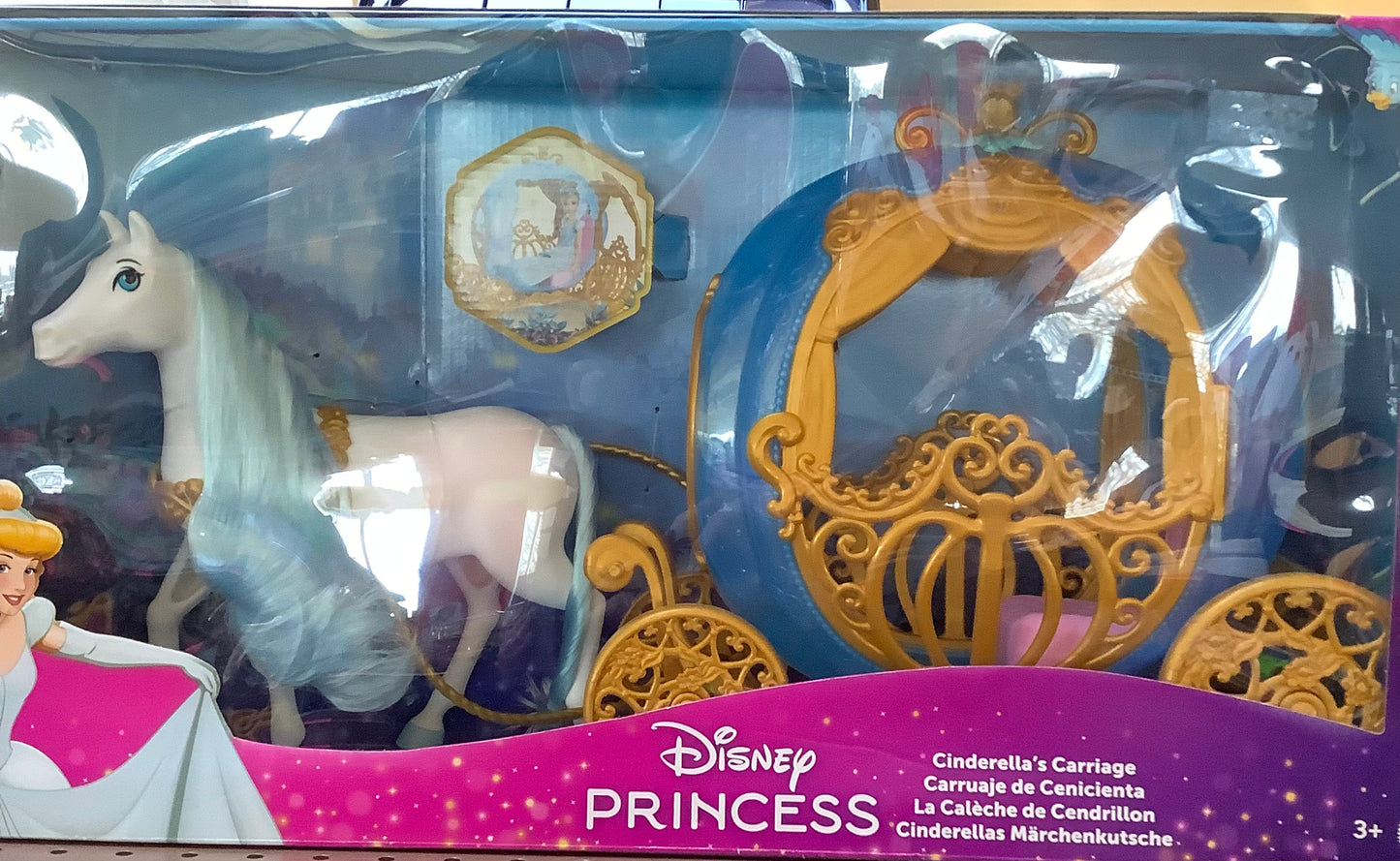 (Clearance)Disney Princess Cinderella Rolling Carriage & Horse with Brushable Mane & Tail Set - 4pc