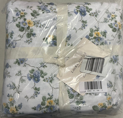 Laura Ashley 100% Cotton Brushed Flannel 4 Pieces Sheet Set Queen-Included(1 Fitted Sheet,2 Pillowcase,1 Flat Sheet)-Blue/yellow Floral