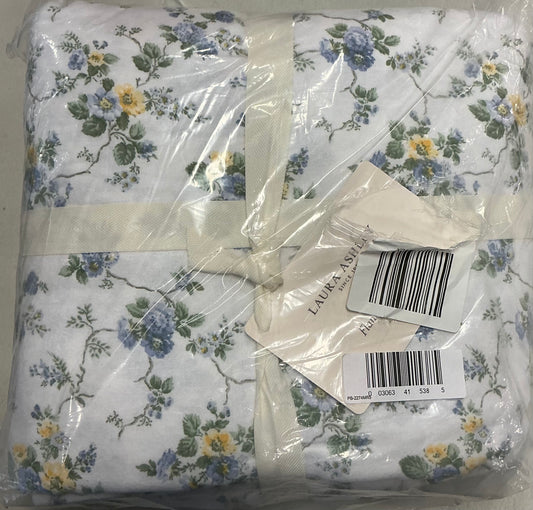 Laura Ashley 100% Cotton Brushed Flannel 4 Pieces Sheet Set Queen-Included(1 Fitted Sheet,2 Pillowcase,1 Flat Sheet)-Blue/yellow Floral