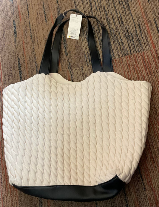 White and Black Quilted Tote Shoulder Bag