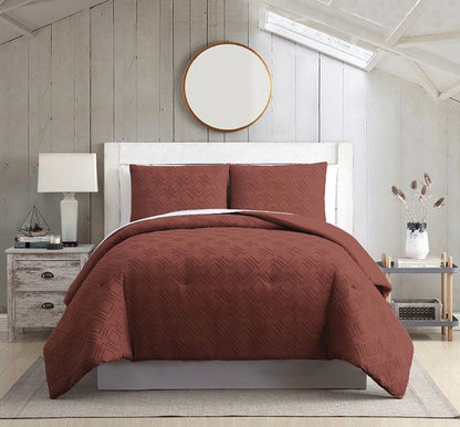 Modern Threads Ethos Clipped Jacquard 3-Piece Queen Comforter Set in Brick Red