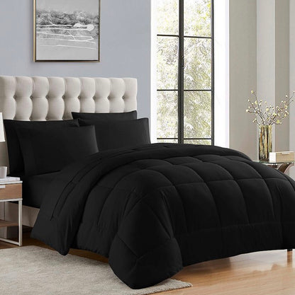 Sweet Home Collection™ All Season Reversible Bed-in-A-Bag 7 Pieces Comforter & Sheet Set Queen-Included(1 Comforter,1 Flat Sheet,1 Fitted Sheet,4 Standard Pillowcases)-Black