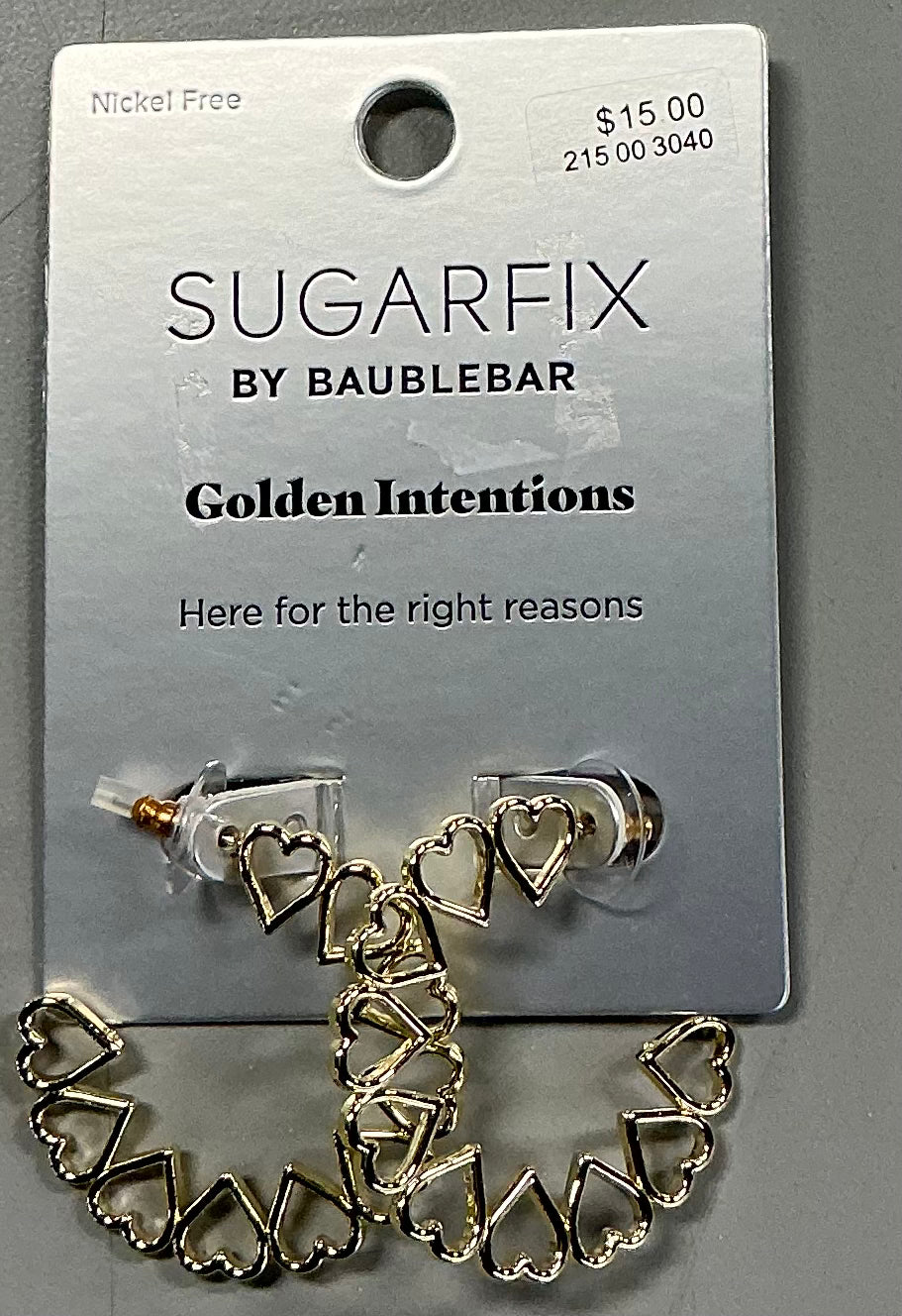 Sugarfix by Baublebar Golden Intentions heart hoop earrings(clearance)