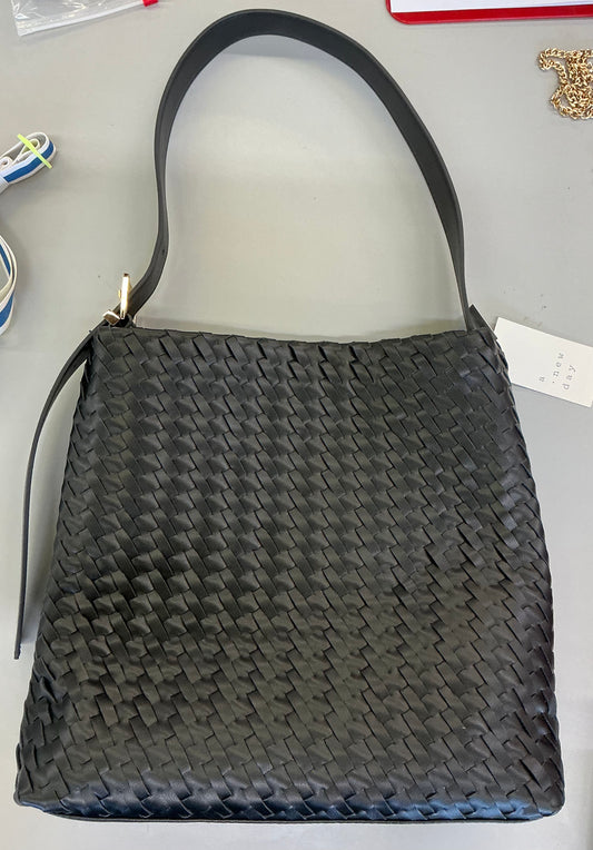 Black woven bucket shoulder bag from A New Day