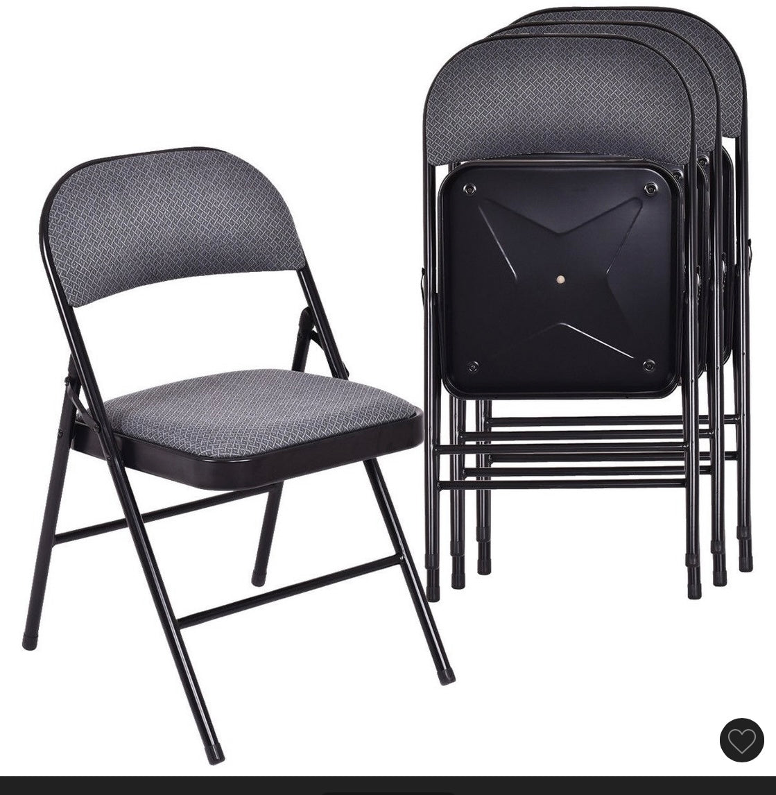 Costway set of 4 folding chairs fabric upholstered padded seat metal frame - PICK UP ONLY