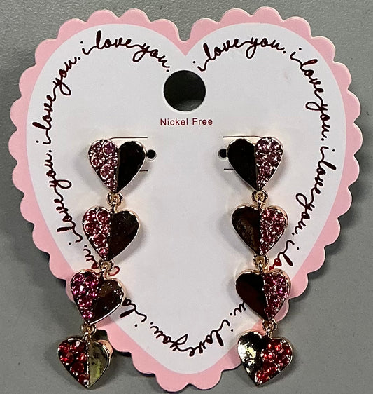Heart drop earrings nickel free