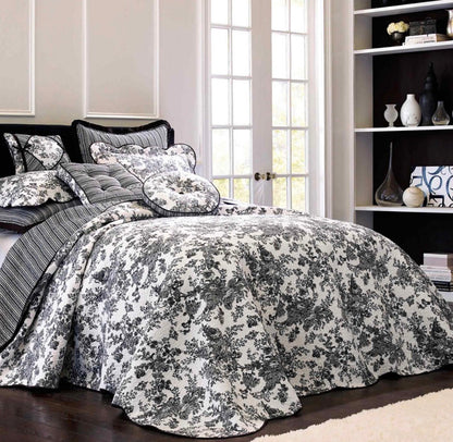 Toile Garden Cotton Quilt Bedspread only Full