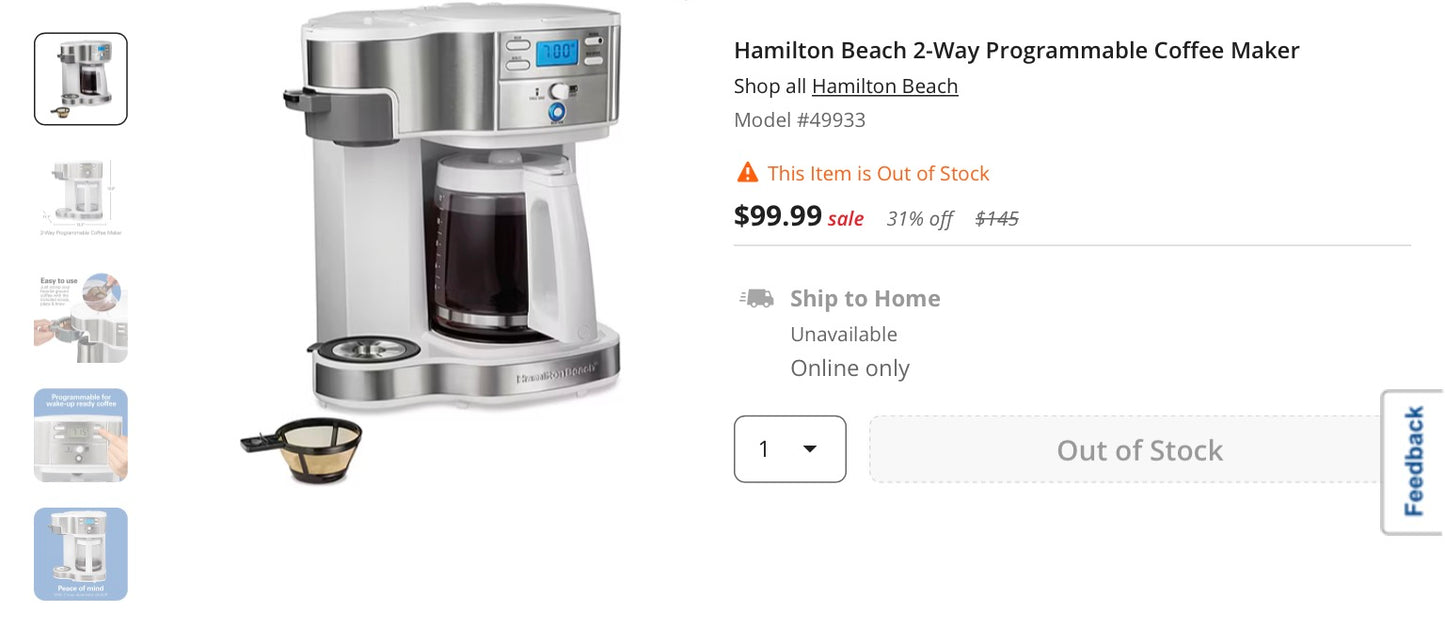 Hamilton Beach 2-Way Programmable Coffee Maker