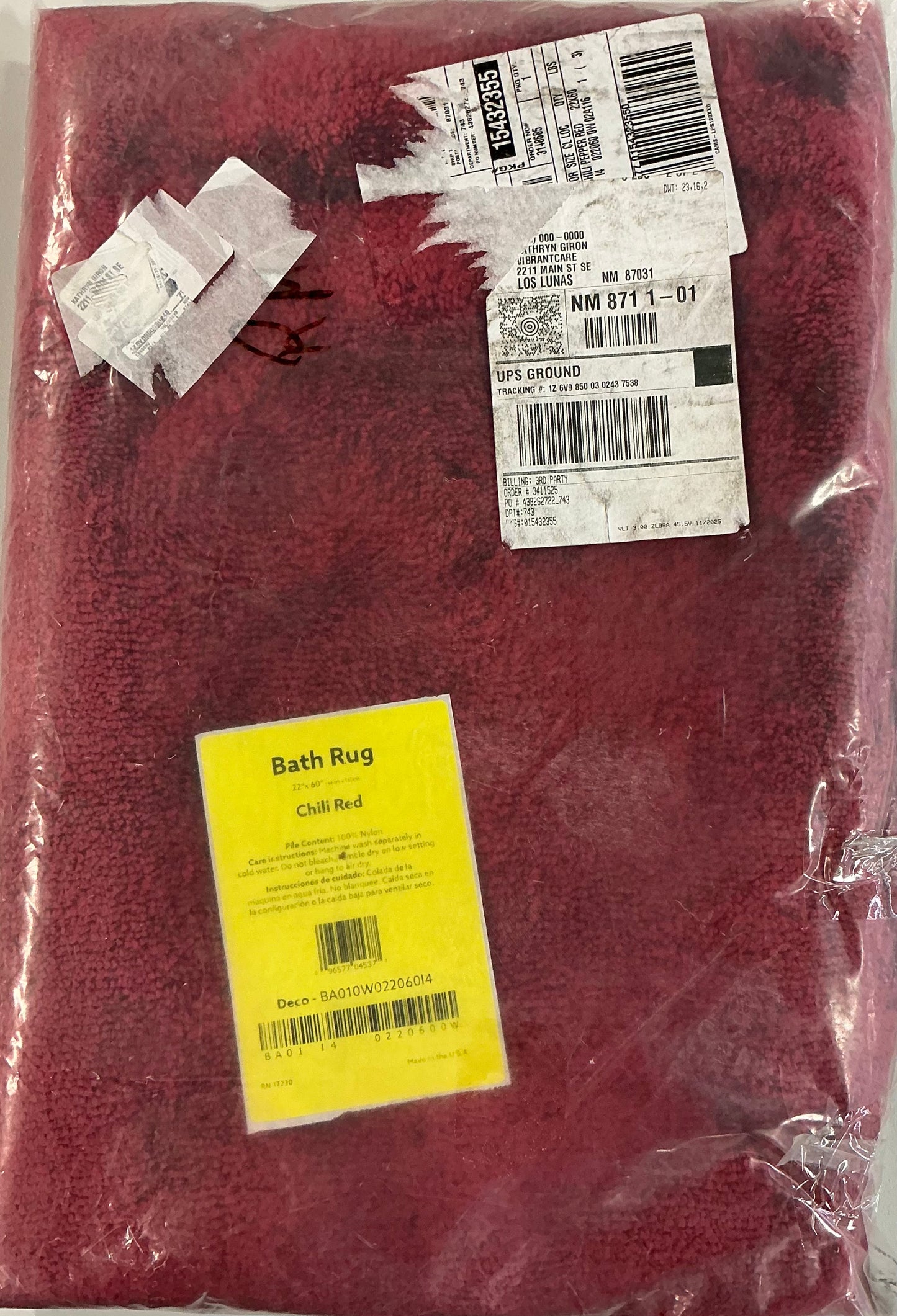 Garland Rug Finest Luxury Bath Rug 22”x60”-Chili Red