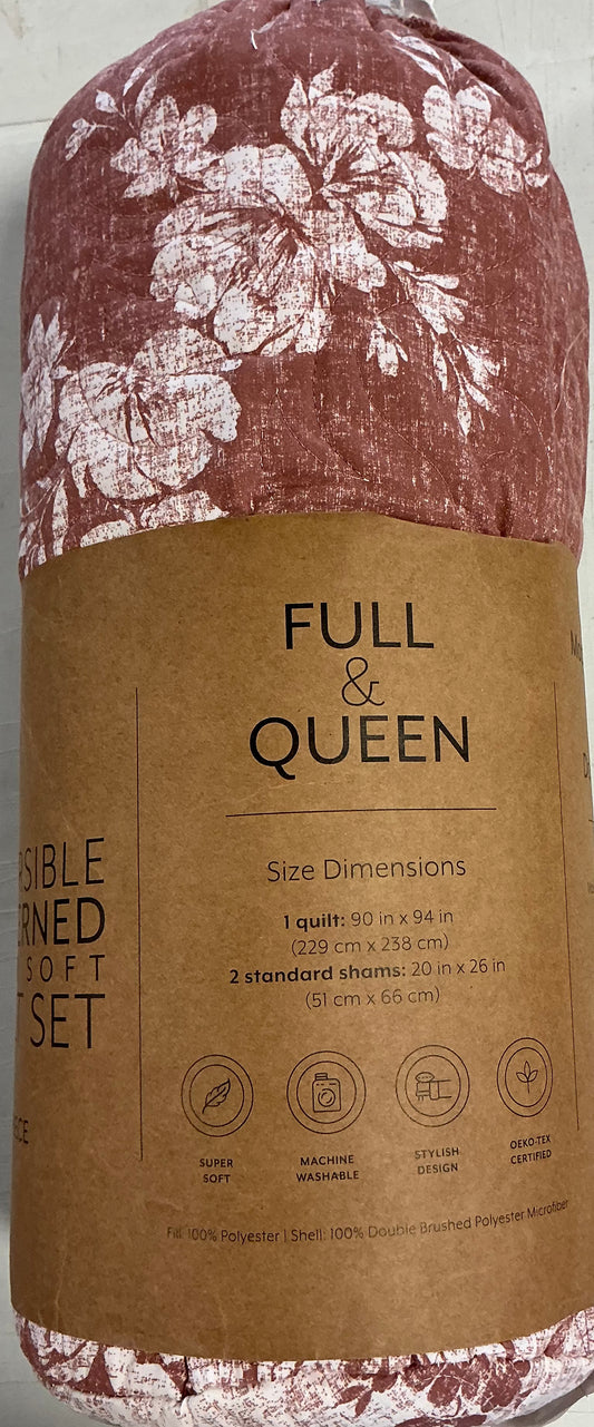 3 Piece All Season Lightweight Pattern Quilt Set Full/Queen