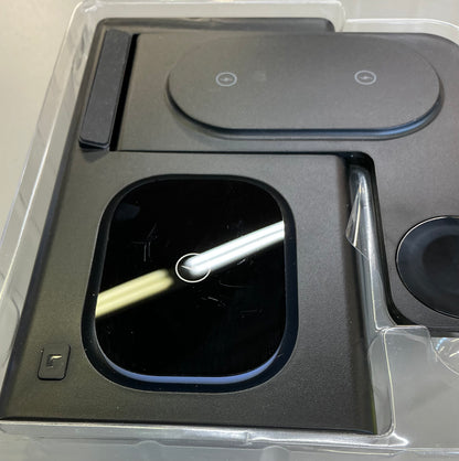 Just Wireless 3-in-1 portable wireless charger - black: USB-C with 15W output -AS IS - USED - OPEN BOX