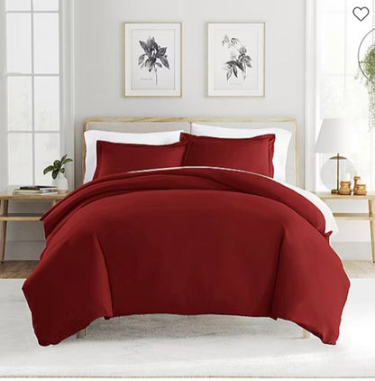 ienjoy Home Premium Ultra Soft 3-Piece Duvet Cover Set in Burgundy 3pcs