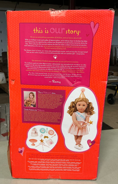 Our generation Romy 18” birthday party doll & accessories set - DAMAGED BOX - PICK UP ONLY