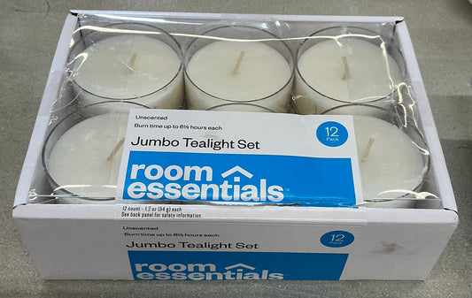 Room Essentials unscented jumbo tealight candles in a 12-pack set