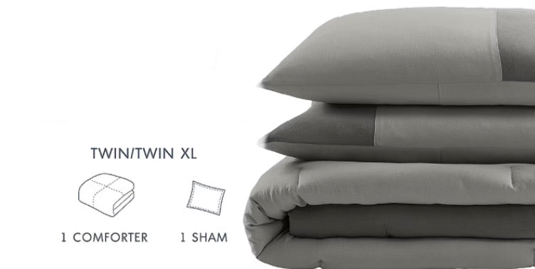 510 Design Miro Soft Washed Midweight Comforter Set 2 Pieces Twin/Twin XL-Grey