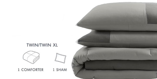 510 Design Miro Soft Washed Midweight Comforter Set 2 Pieces Twin/Twin XL-Grey