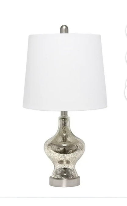 Lalia Home Paseo Table Lamp with White Fabric Shade, Mercury - Out of Box