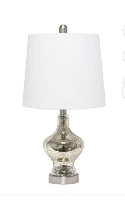 Lalia Home Paseo Table Lamp with White Fabric Shade, Mercury - Out of Box