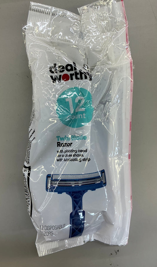 Twin-blade disposable razors for men 12pk