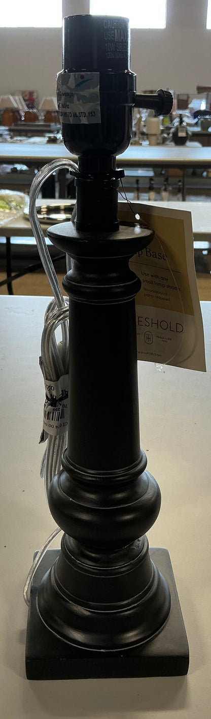 Column small lamp base black - AS IS - LAMP SOCKET CRACKED
