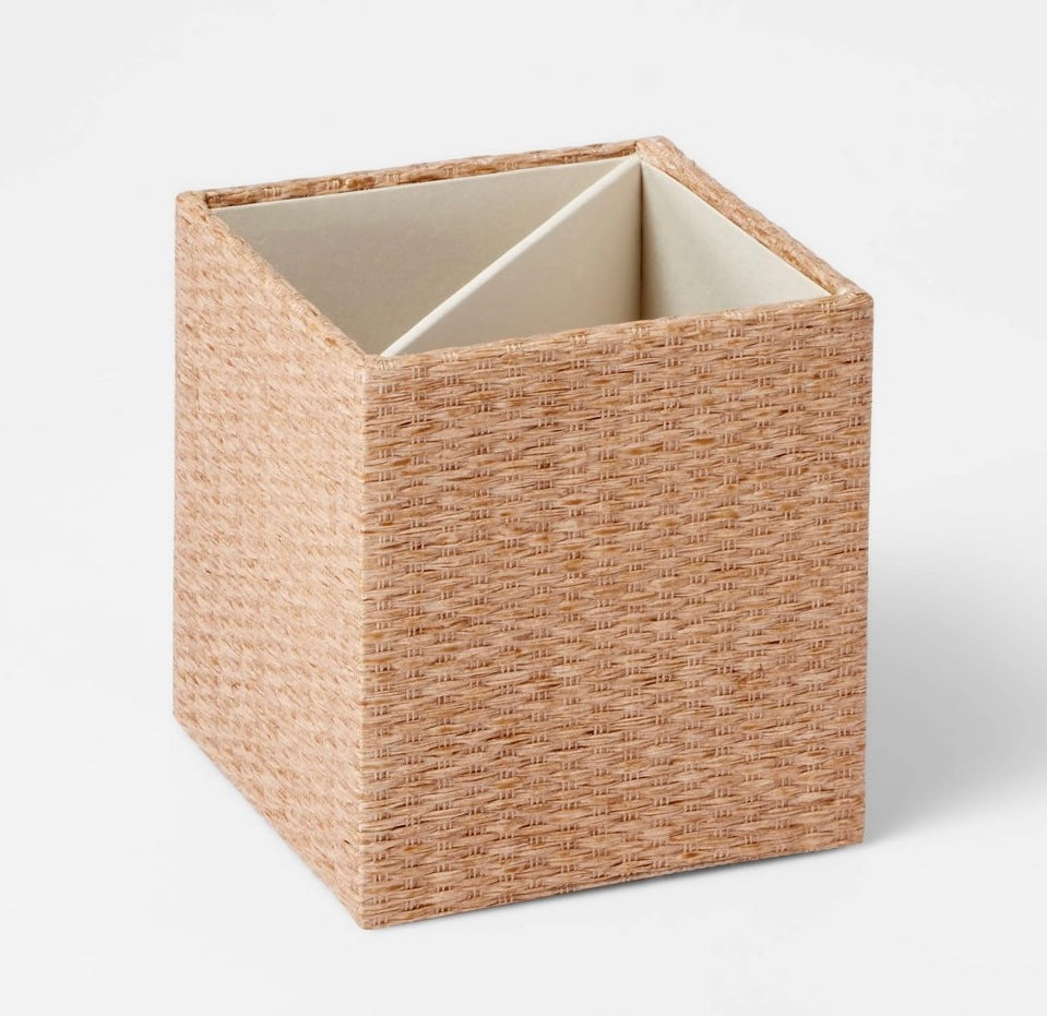 Woven pencil and pen holder - taupe - MINOR COSMETIC FLAW