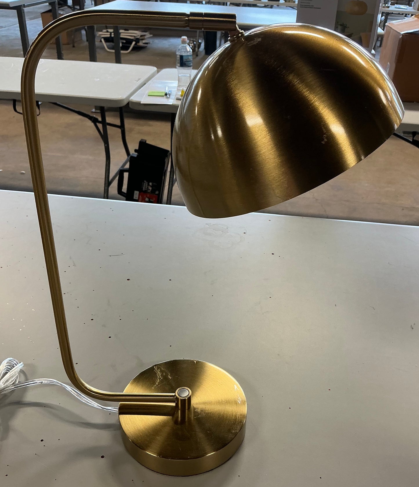 Glossy metal table lamp brass - COSMETIC FLAWS - PICK UP ONLY