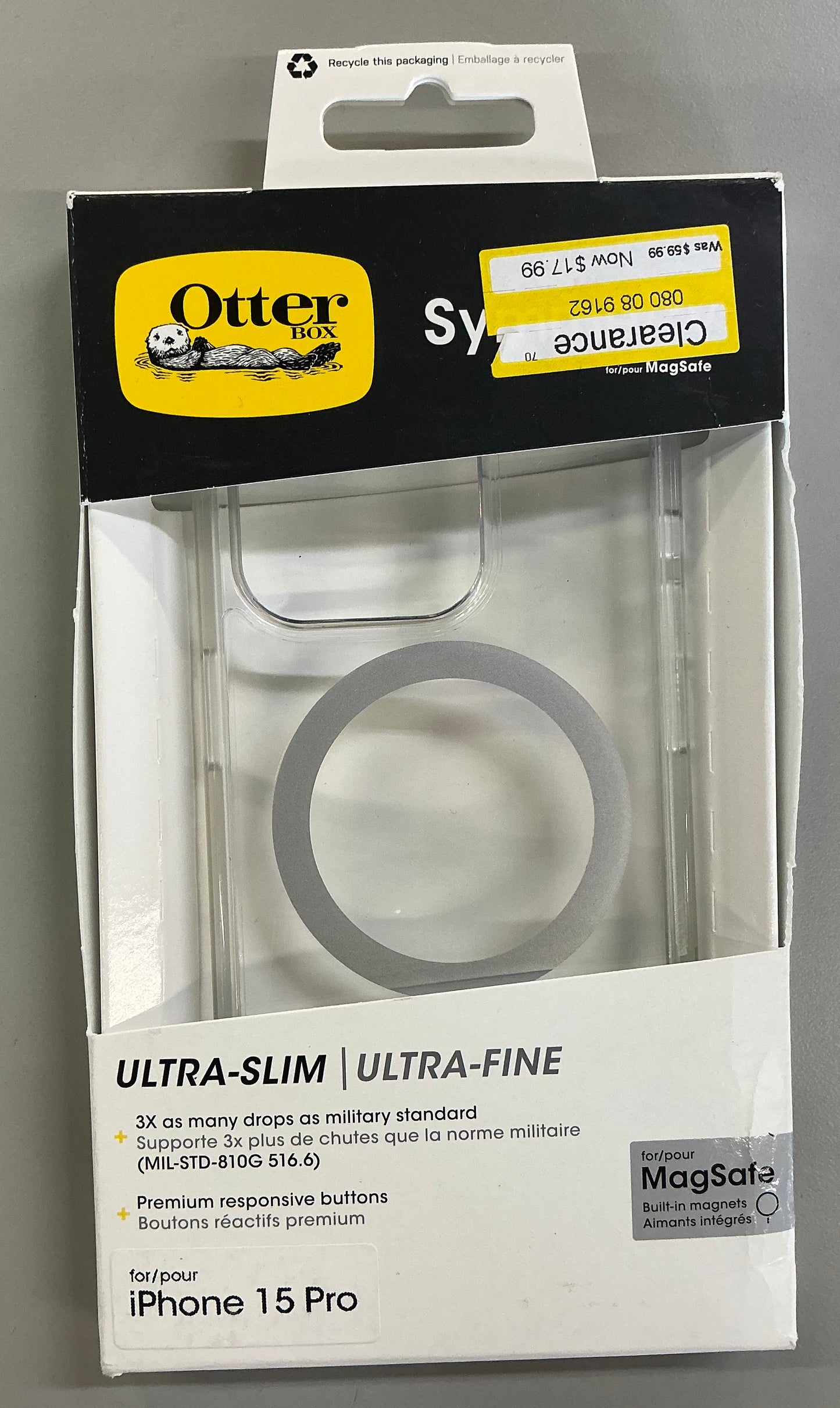 OtterBox iPhone 15 Pro symmetry series clear case with MagSafe