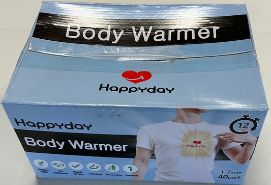 Happyday Body Warmer 40-pack featuring 12-hour air-activated heat