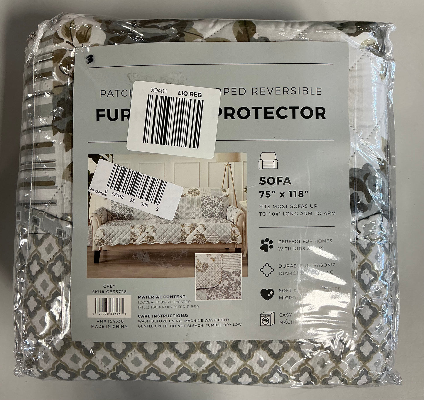 Linery Patchwork Sofa Protector 75 in x 118in