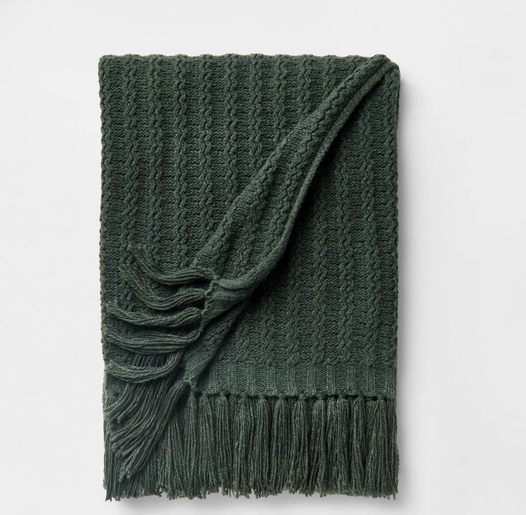 Knit throw blanket green - OUT OF PACKAGE