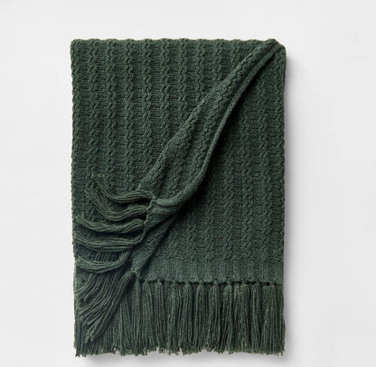 Knit throw blanket green - OUT OF PACKAGE