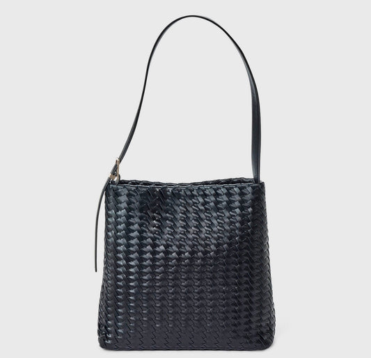 Black woven bucket shoulder bag from A New Day