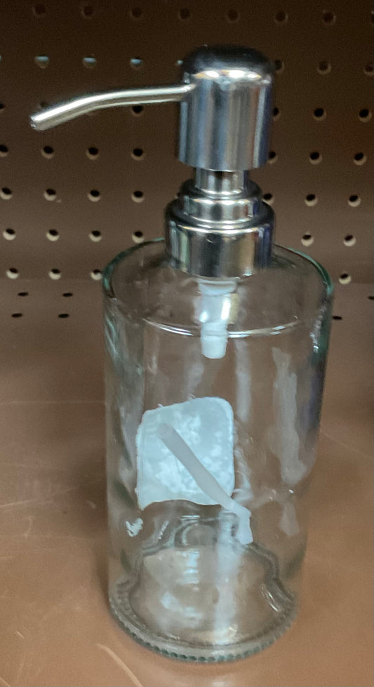 Oilcan Soap Dispenser Clear - Glass & Plastic, Bathroom Accessory, Gel Soap Compatible