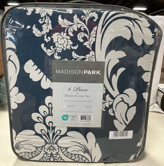 Madison Park Vienna 6 Piece Printed Duvet Cover Set in Indigo king