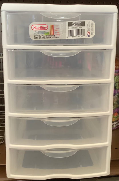 Sterilite Small 5 Drawer Desktop Storage Unit