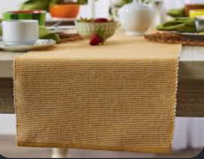 Gold / White 2-Tone Ribbed Table Runner 13X72