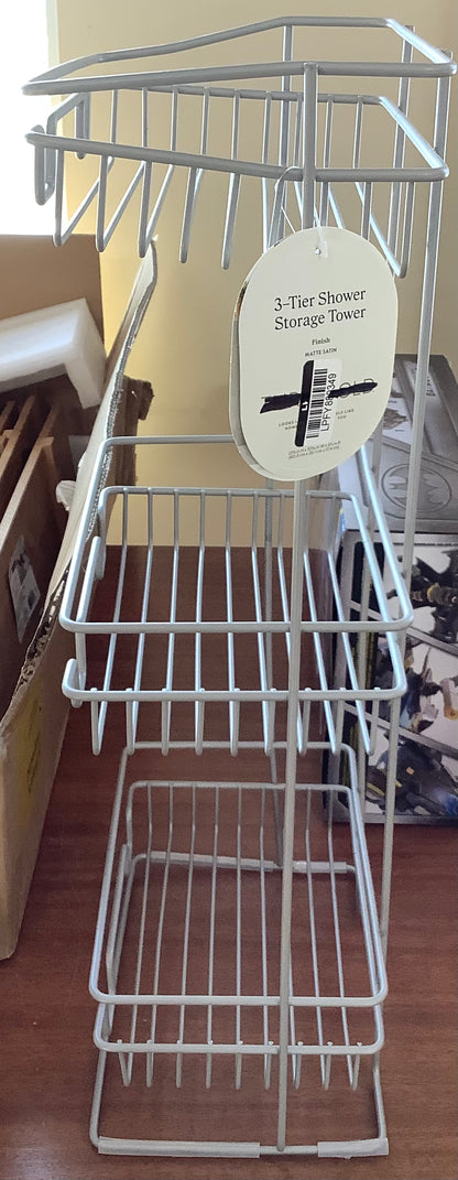 3 Tier Round Wire Shower Storage Tower Silver