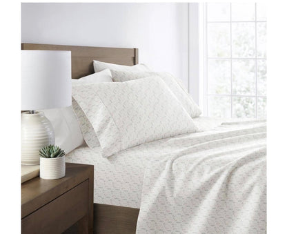 Homespun Premium Ultra Soft Floral 4-Piece Bed Sheet Set with a delicate botanical pattern.king