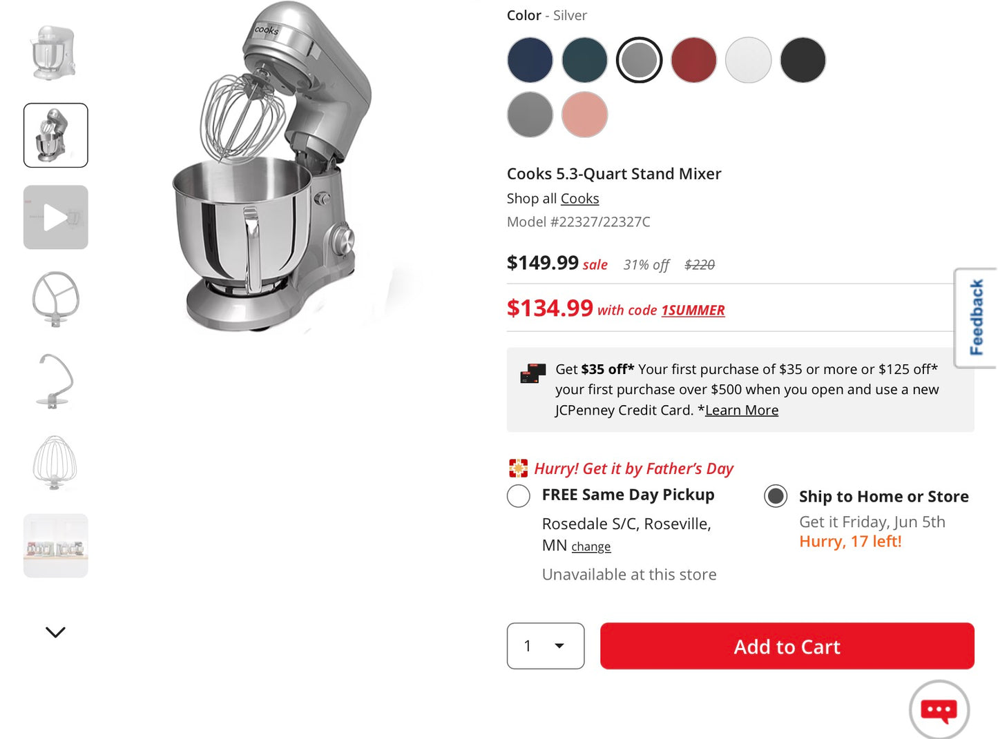 Cooks 5.3-Quart Stand Mixer