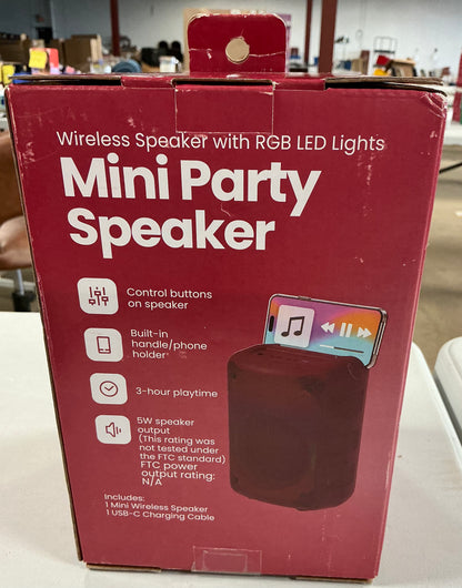 Wireless speaker with RGB LED lights mini party speaker - Maroon