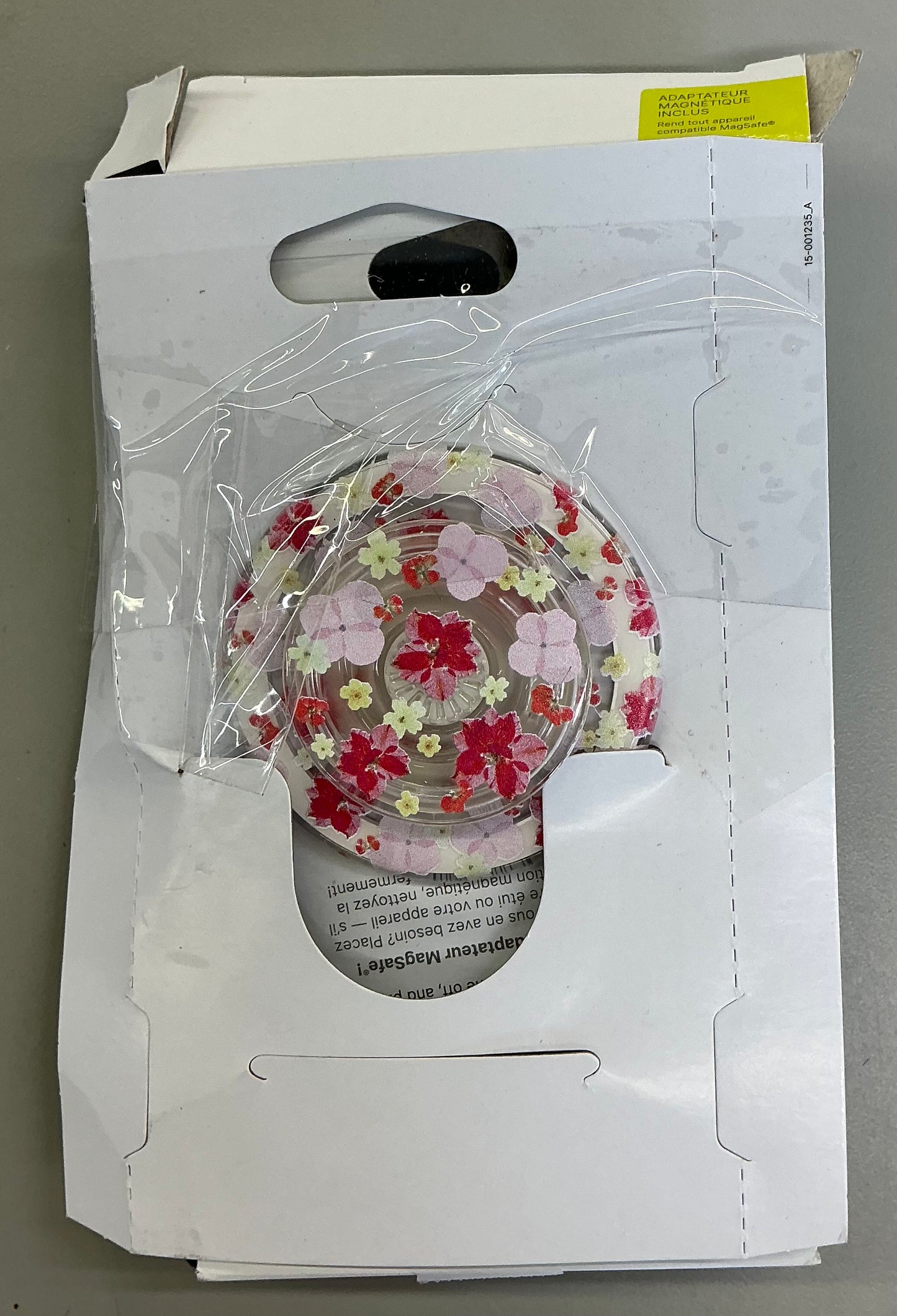 Popsocket magnetic phone grip with MagSafe, magnetic adapter ring included - Delicate Floral Berry - OPEN PACKAGE