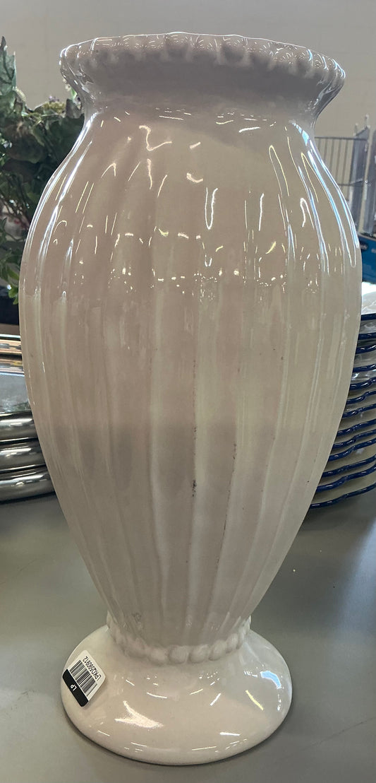 Tall beaded ceramic vase ivory - AS IS - SOME MINOR COSMETIC FLAWS